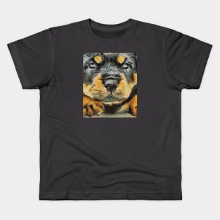 Artistic Rottweiler Puppy Portrait Vector Art Kids T-Shirt